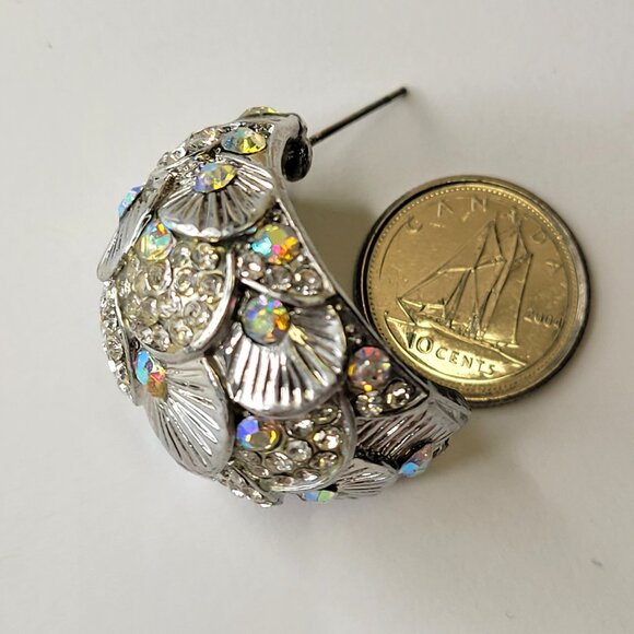 Silver Earrings with Aurora Borealis crystals - Picture 3 of 13